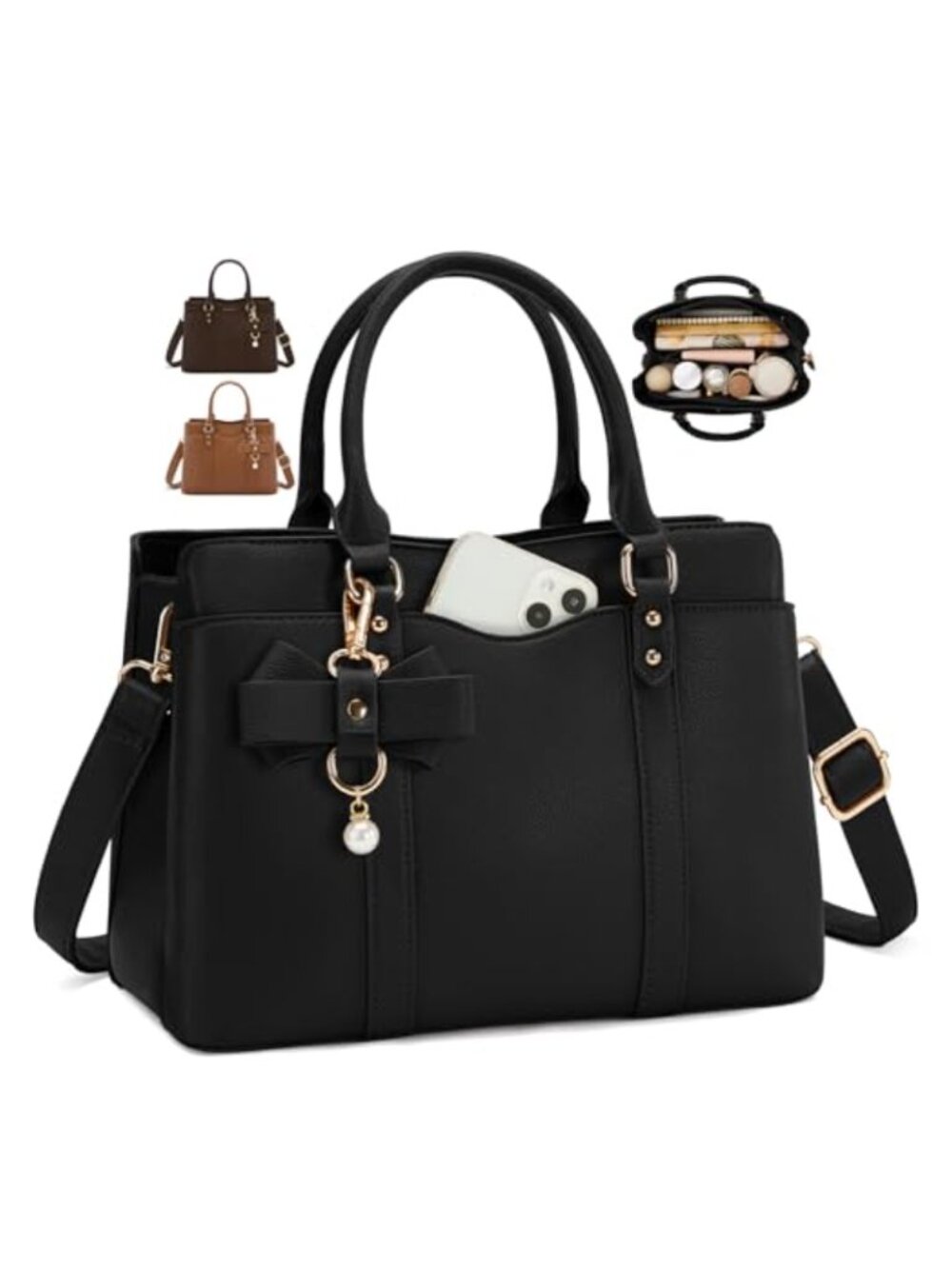 Top-Handle Handbag Waterproof PU Leather Fits 10.9-Inch iPad Shoulder Bag